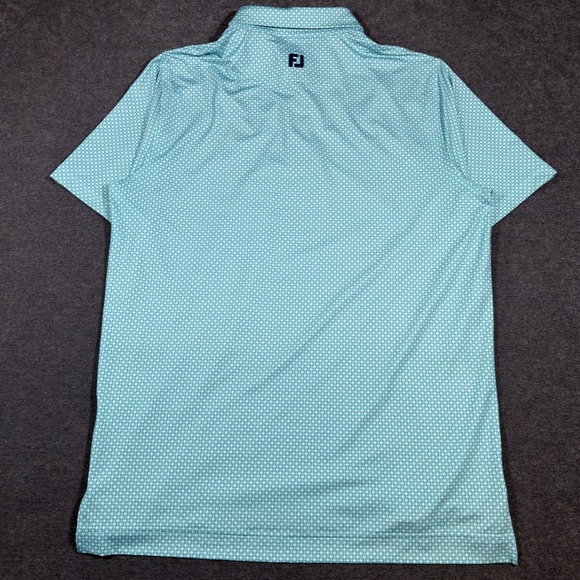 FootJoy Polo Shirt Mens Large Blue Geometric Golf Performance Short Sleeve - Picture 4 of 7